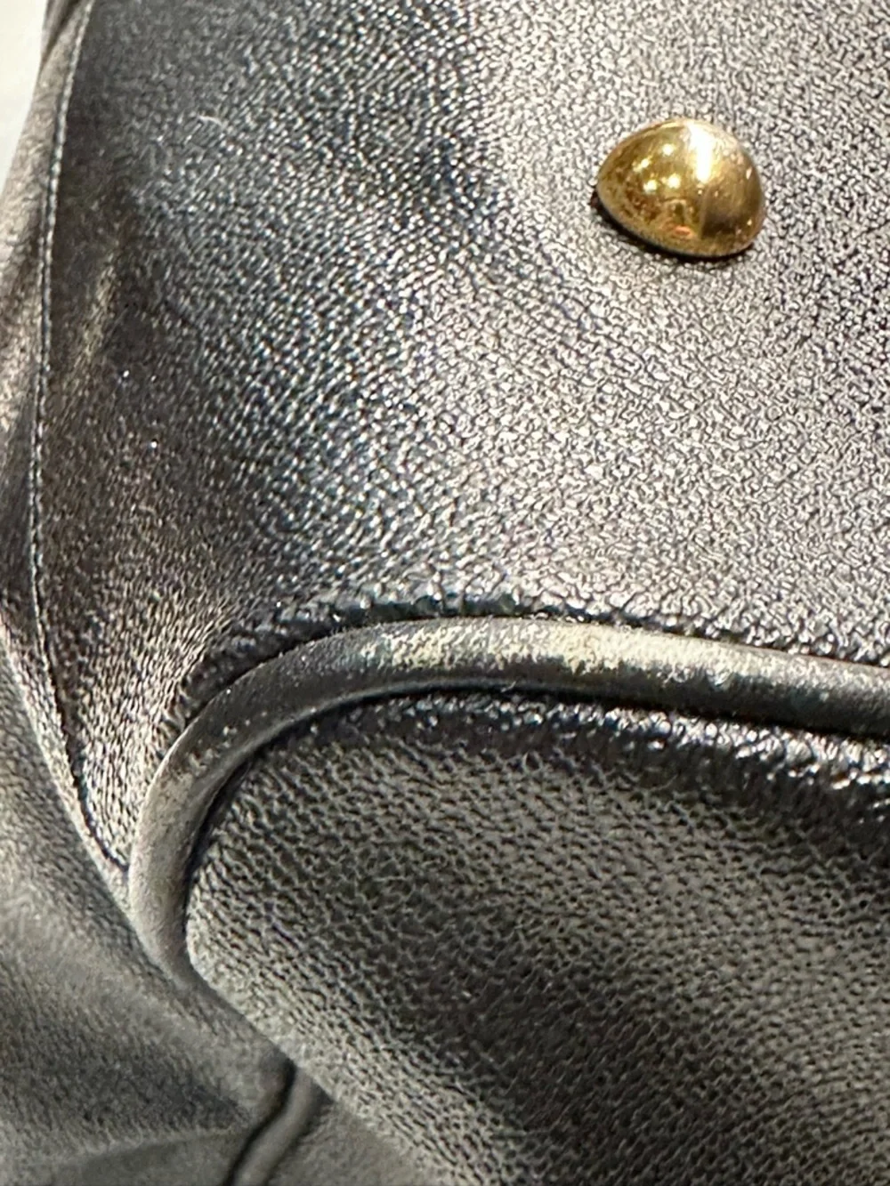 Versace Unisex Black Leather Duffel with Gold Medallion